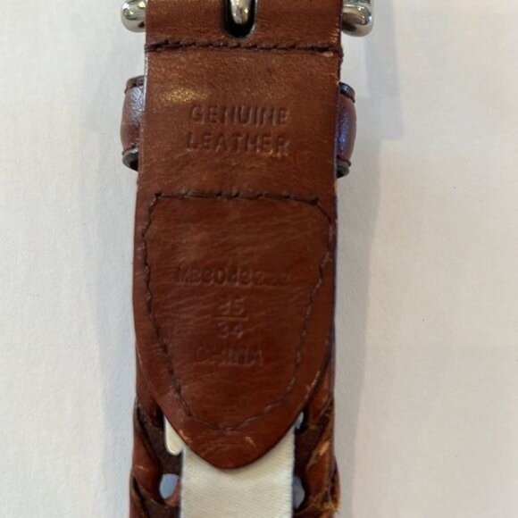 Fossil Genuine Leather Men's Braided Woven Brown Belt size 34 Brass Buckle - Picture 11 of 13